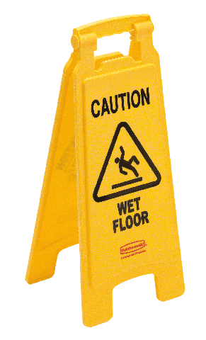 Tweezijdig waarschuwingsbord - meertalig Wet Floor