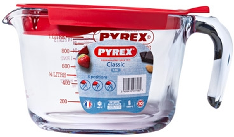 Pyrex Classic Prepware Maatbeker en Deksel 1 liter