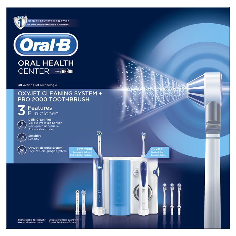 Oral-B OxyJet Reinigingssysteem Monddouche + Oral-B PRO 2000 Oplaadbare Elektrische Tandenborstel